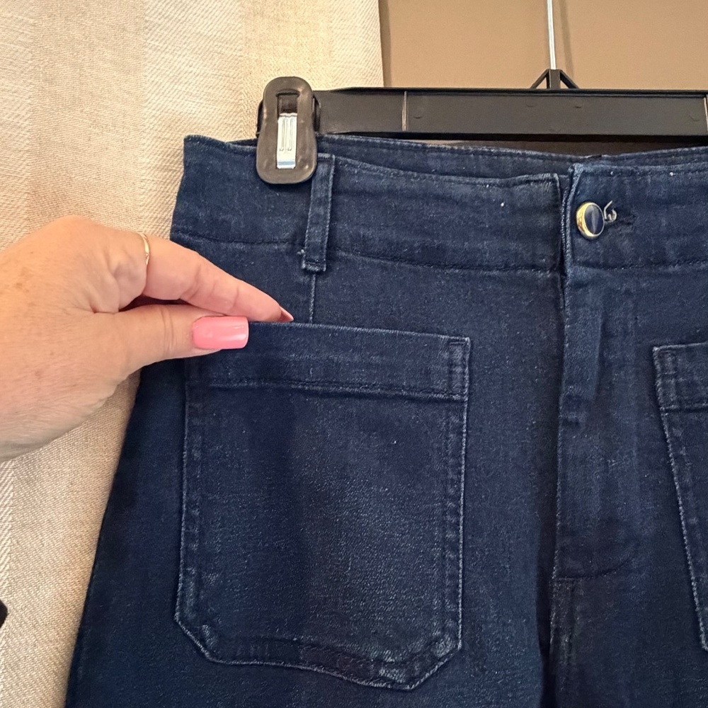 Bagatelle Collection High Rise Wide Leg Crop Jean Dark Blue, Size 28 - Picture 4 of 14